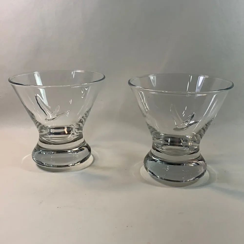Dove Embossed 6 Oz Glass Rocks Martini Glasses Love Doves Bar Accessories Set 2